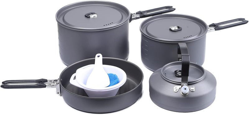 Fire-Maple Feast 4 Piece Camping Cookware Cookware Cookware Kit Outdoor Cookware Set with Pots, Kettle, Saucepans and Spatula for Hiking Fishing Picnic - Image 1